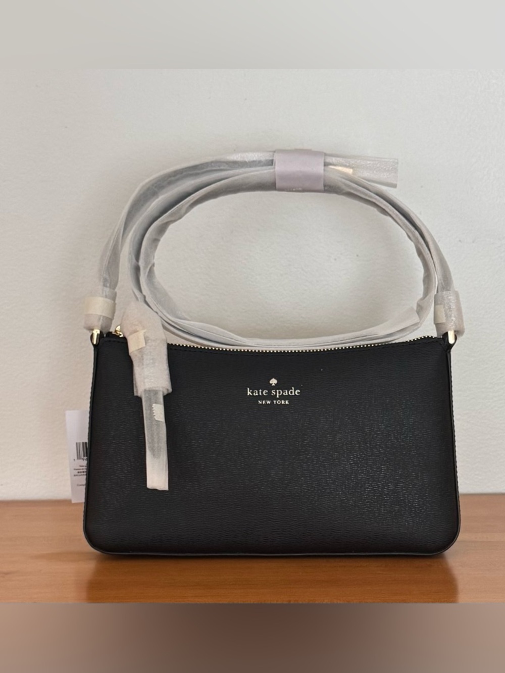 NWT Kate Spade Ginnie Crossbody Black PVC Saffiano Texture Gold Hardware